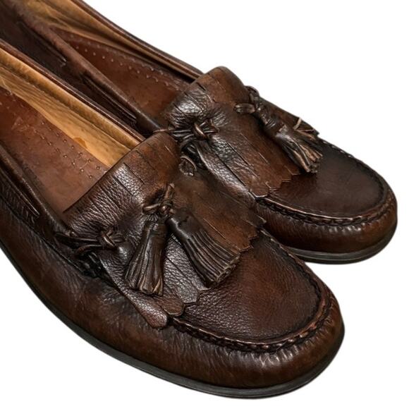 JOHNSON & MURPHY Leather Slip On Tassel Loafer Mens SZ 10 - Picture 6 of 11